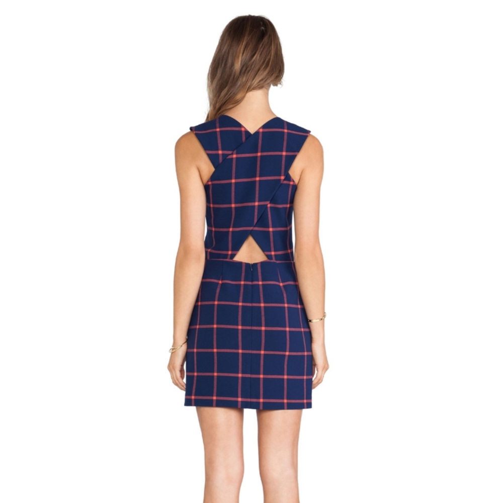 Thakoon plaid cross back zipper dress